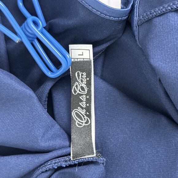 Oh La La Cheri Satin Camisole Cream Lace Flutter Open Back Halter Large New NWT - Picture 7 of 8